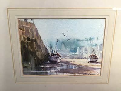 Lot 87 - Ray Balkwell (b.1948) watercolour - Sun and Shade, St. Ives, signed, in glazed gilt frame, 13cm x 18cm  
 Provenance: The Burford Gallery