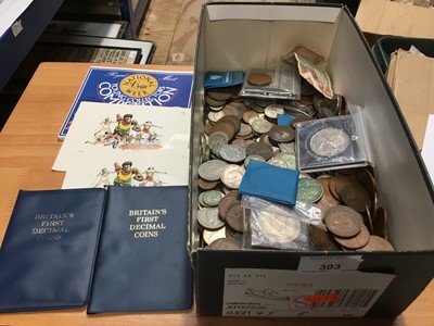 Lot 303 - Coins-selection of GB and world with Crowns,decimal and pre decimal , banknotes etc (qty)