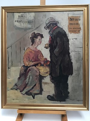 Lot 111 - Charles Wilton (1837-?) oil on canvas - French scene with an apple seller and a dishevelled man, signed, in gilt frame, 59cm x 49cm
