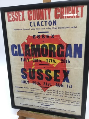 Lot 135 - Two vintage Essex cricket club match day flyers, framed