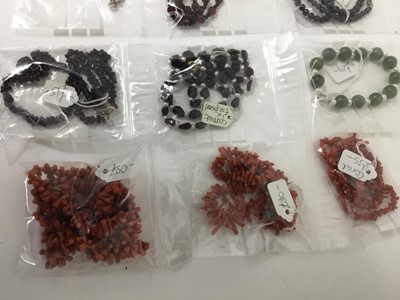 Lot 218 - Group of necklaces and bracelets to include garnet, amethyst, freshwater cultured pearls and coral.