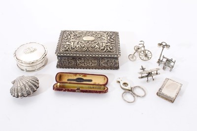 Lot 260 - Continental white metal box and other items.
