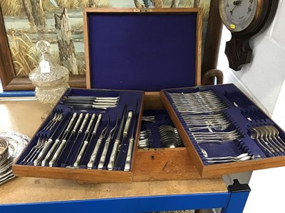 Lot 98 - 19th century part canteen of cutlery, in oak case