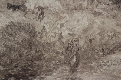 Lot 964 - Attributed to Alfred Williams Hunt - sepia watercolour river landscape.