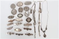 Lot 3423 - Collection of Victorian silver brooches, a...