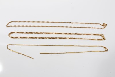 Lot 444 - Three 9ct gold chains various
