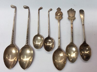 Lot 716 - Four silver golfing spoons, The Royal Automobile Club silver spoon and two others