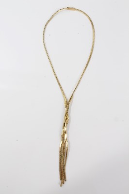 Lot 442 - 9ct gold cross over necklace