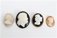 Lot 3424 - Four oval cameos depicting one male and three...