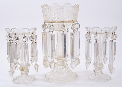 Lot 121 - Victorian cut glass lustre and a smaller pair