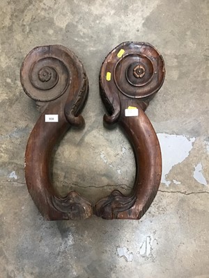 Lot 938 - Pair of carved mahogany monopaedia furniture supports