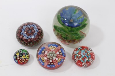Lot 44 - Group of five decorative paperweights, early 20th century and later