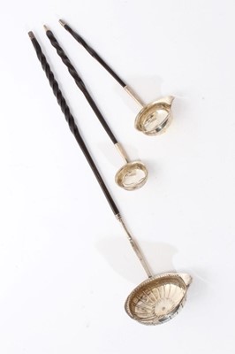 Lot 265 - Silver toddy ladle together with two small ladles.