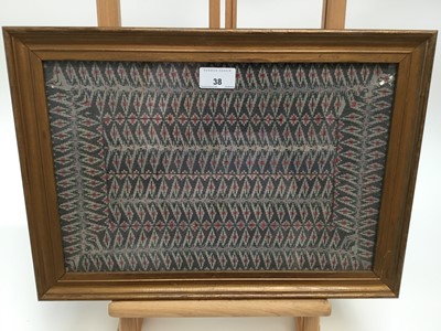 Lot 38 - Victorian sampler, together with framed textile fragment and two samplers in birds eye maple frames