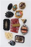 Lot 3425 - Group antique jewellery - including mourning...