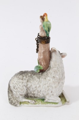 Lot 47 - Late 19th / early 20th century continental porcelain scent bottle, modelled as a sheep