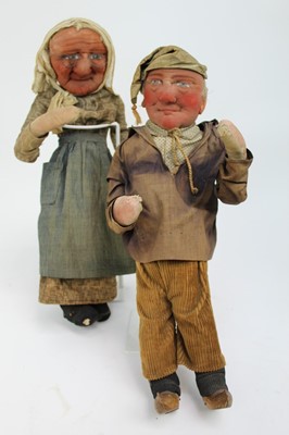 Lot 1472 - Pair of folk art cloth dolls , old lady and old man.