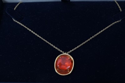 Lot 65 - 18ct gold fire opal pendant on chain