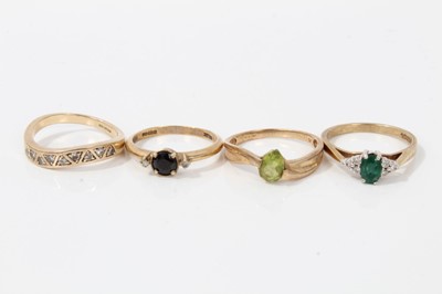 Lot 71 - Four 9ct gold multi gem set rings