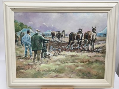 Lot 102 - D M Wren (20th century) oil on board - plough match