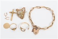 Lot 3427 - Gold (9ct) bracelet with padlock clasp, gold...