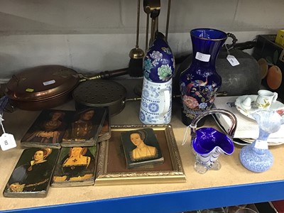 Lot 104 - Silver plated serving dome, metal wares, ceramics, glass and sundries