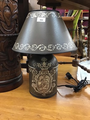 Lot 968 - Reproduction toleware lamp