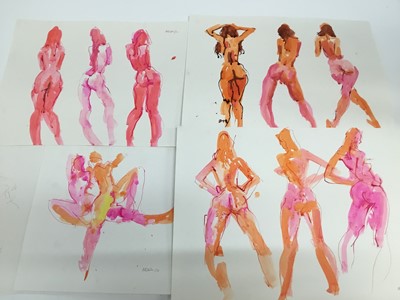 Lot 138 - Peter Collins (1923-2001) folio of unframed pen and ink female nudes, together with pencil and crayon studies, dating from 1970 to 1975