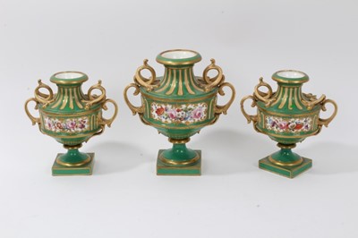 Lot 111 - Garniture of three 19th century porcelain vases