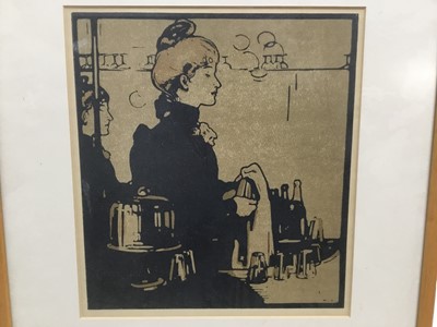 Lot 51 - William Nicholson  (1872-1949) woodcut  - bar maid