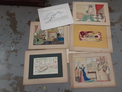 Lot 599 - Group of unframed works on paper