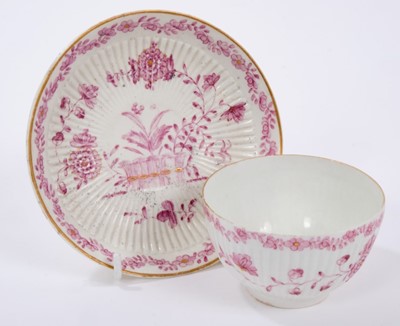 Lot 90 - Derby fluted tea bowl, the saucer bearing the inscription 'J Hoyler 1771' in gilt