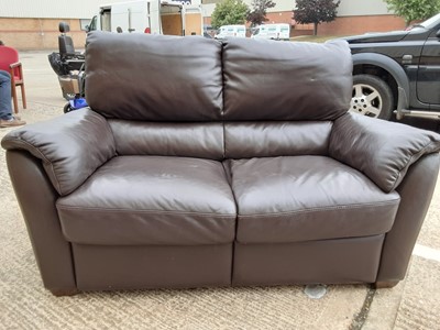 Lot 880 - Contemporary brown leather Italsofa three piece suite comprising two seater sofa, armchair and manual reclining armchair