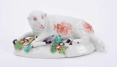 Lot 140 - Derby model of a recumbent sheep c.1758-60