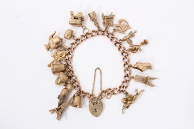 Lot 18 - 9ct gold charm bracelet