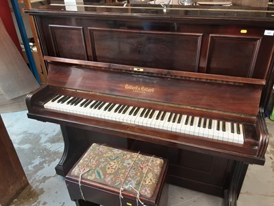 Lot 1041 - Edwardian upright piano with iron framed overstrung movement by Collard & Collard, London, retailed by Murdoch Murdoch & Co. together with a piano stool
