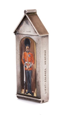 Lot 290 - Fine Victorian silver and enamel Grenadier Guardsman vesta case by Sampson Mordan