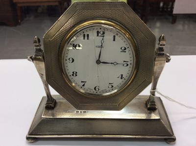 Lot 652 - Art Deco silver mounted 8 days desk clock, London 1927
