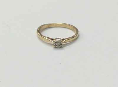 Lot 655 - 9ct gold diamond single stone ring in illusion setting, 0.07cts. Ring size Q