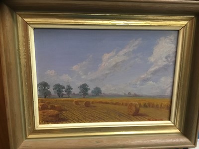 Lot 112 - W. Brown (late 20th century) oil on board - Harvest scene