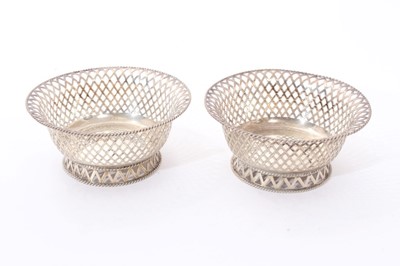 Lot 287 - Pair of pierced silver bon bon dishes.