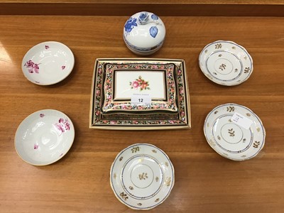 Lot 12 - Wedgwood Clio patterned trinket box with matching dish and vase, Maling lustre Peony Rose two handled bowl, Herand trinket box with cover and matching saucers, together with other lustre and decora...