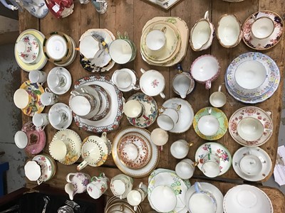 Lot 16 - Set of five Dresden teacups with two saucers, together with a quantity of china including a pair of Aynsley teacup and saucers, Spode milk jug, Royal Doulton, Shelley and Foley china