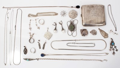 Lot 96 - Group silver jewellery including silver cigarette case