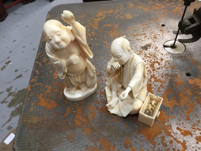 Lot 307 - Two late 19th century Japanese Meiji period carved ivory okimono