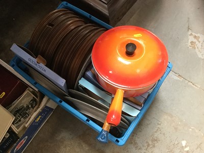 Lot 250 - Le Creuset saucepan, Danish enamel frying pan and lots collectors plates