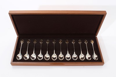 Lot 276 - Cased set of 12 RSPB spoon collection silver spoons