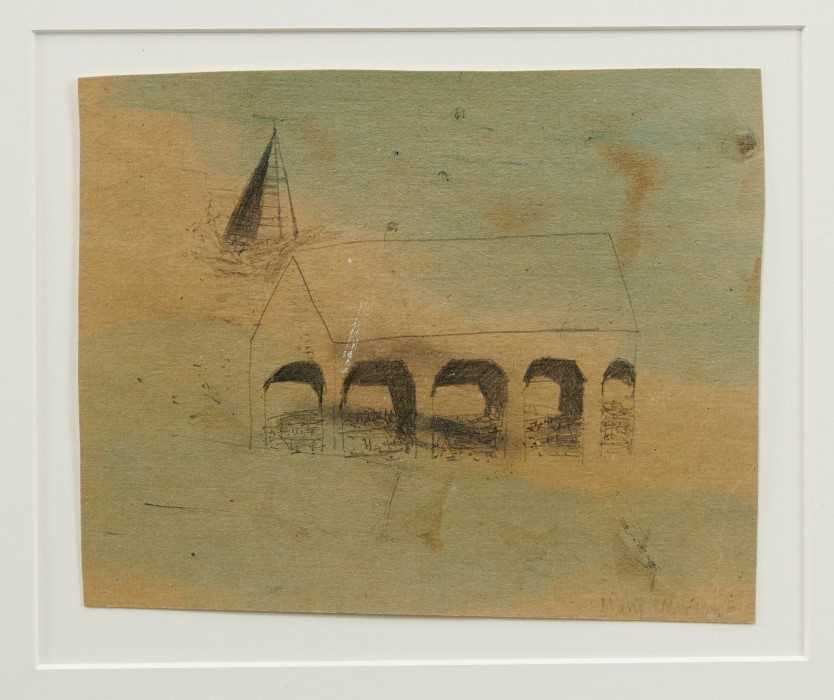 Lot 1056 - *Mary Newcomb - Barn and church in Normandy