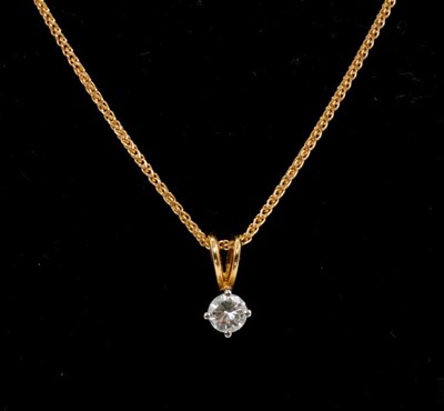 Lot 432 - Diamond single stone pendant on chain