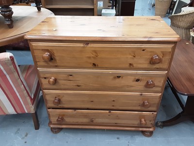 Lot 895 - Pine chest of four long drawers
